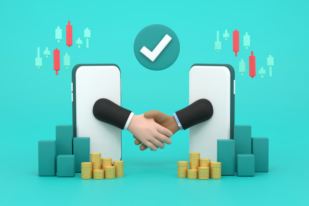 商人通过智能手机屏幕握手，通过互联网签订合同。图片下载