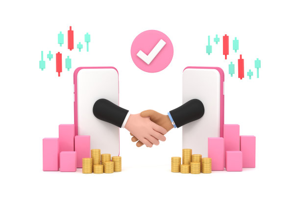 商人通过智能手机屏幕握手，通过互联网签订合同。图片下载