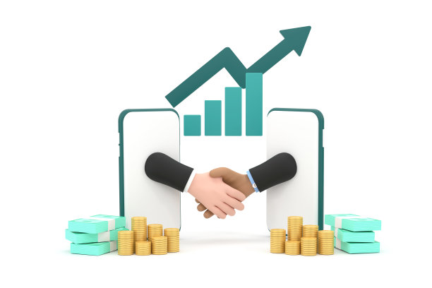 商人通过智能手机屏幕握手，通过互联网签订合同。图片下载