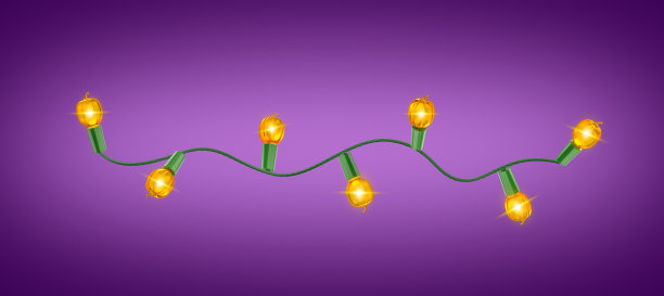 3d led灯的装饰在紫色的背景。庆典隐喻，揭示万圣节快乐概念的海报。三维渲染图片下载