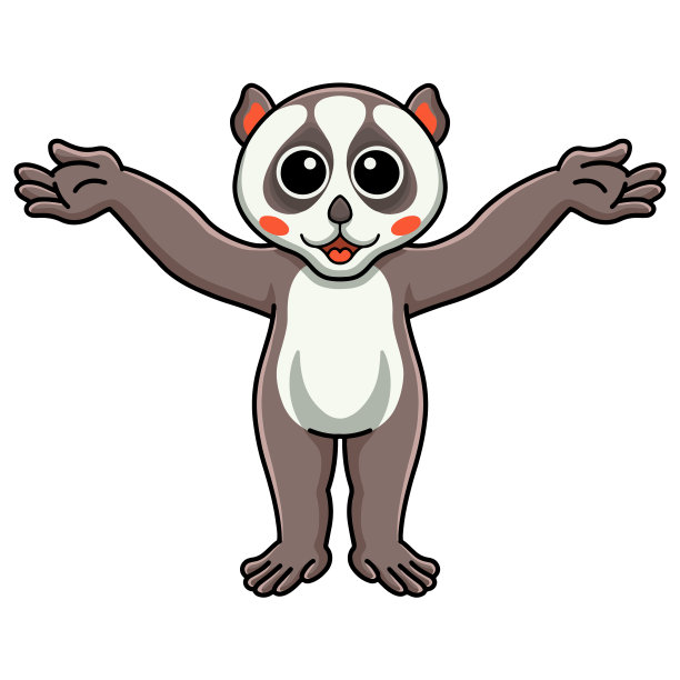 可爱的卡通小懒猴举手了图片下载