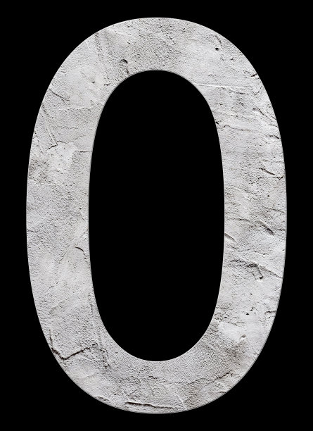 数字0与混凝土纹理，在黑色背景图片下载