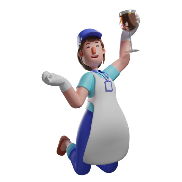 一个漂亮的3d服务员卡通图片和一个图片下载