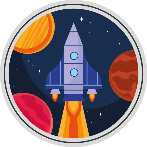 圆形空间复古贴纸图片下载