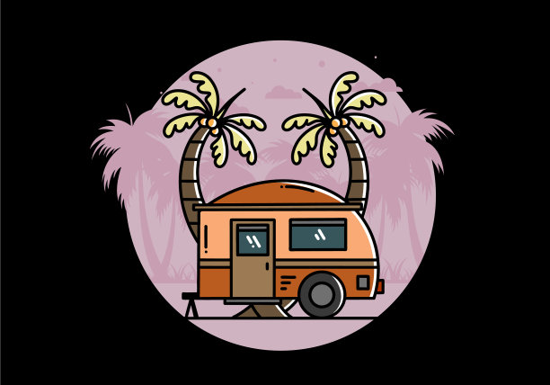 泪滴露营和椰子树设计图片下载