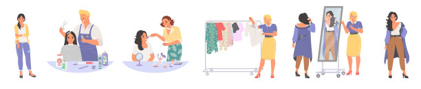 时尚的女人关心外观集图片下载