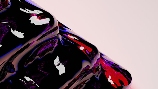 3 d渲染。3D高质量渲染。黑色，紫色和红色水晶宝石的特写。水晶宝石在白色孤立的背景与漩涡图案。图片下载