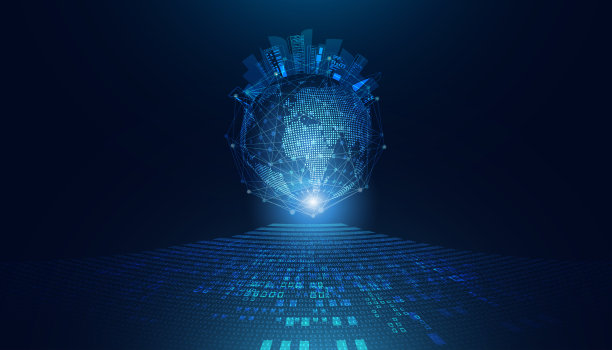 摘要智慧城市建设以现代蓝色和现代数码世界为背景图片下载