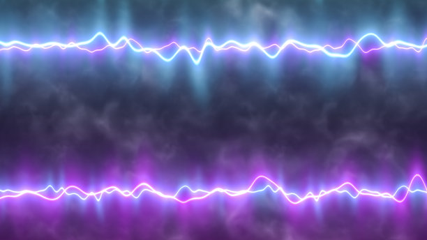 未来感的霓虹灯线条在烟雾中配合电光闪烁的效果，现代设计。图片下载