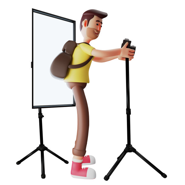 卡通3d摄影师与相机和照明图片下载