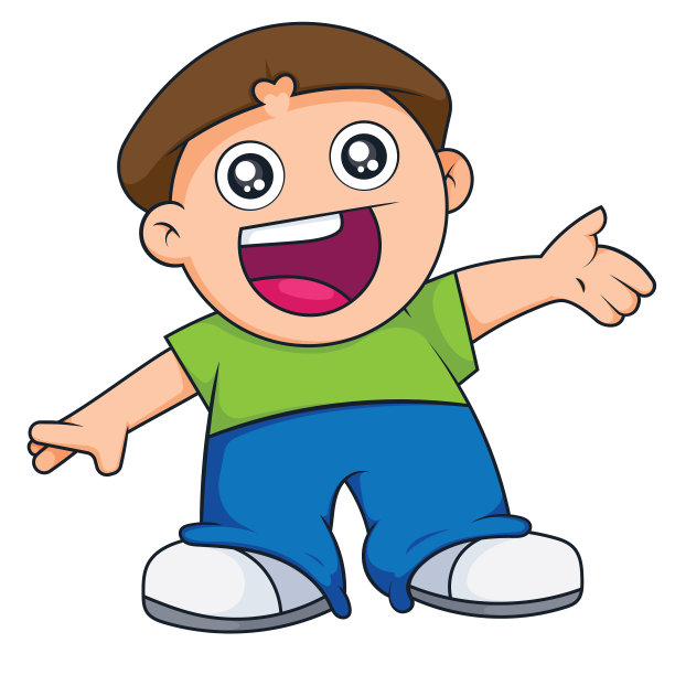 可爱的男孩站着展示东西图片下载