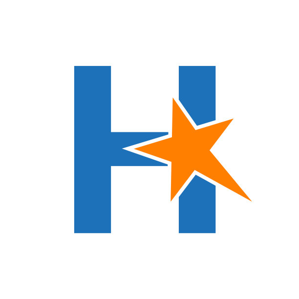 字母h负空间星形标志模板图片下载