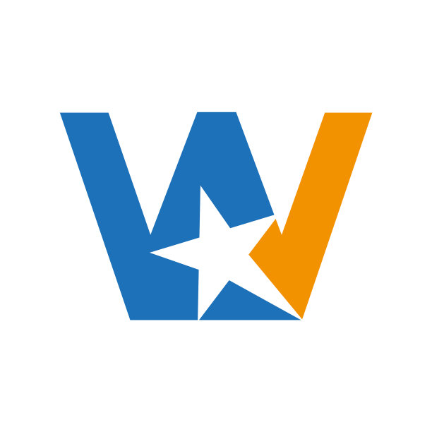 字母w负空格星形标志模板图片下载