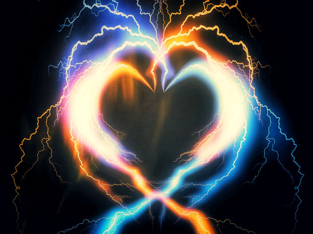 燃烧的心火焰的3D插图图片下载