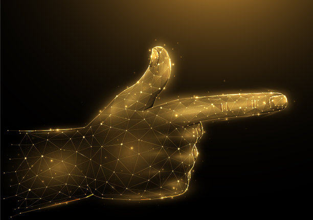 手指枪多边形的黑色背景手图片下载