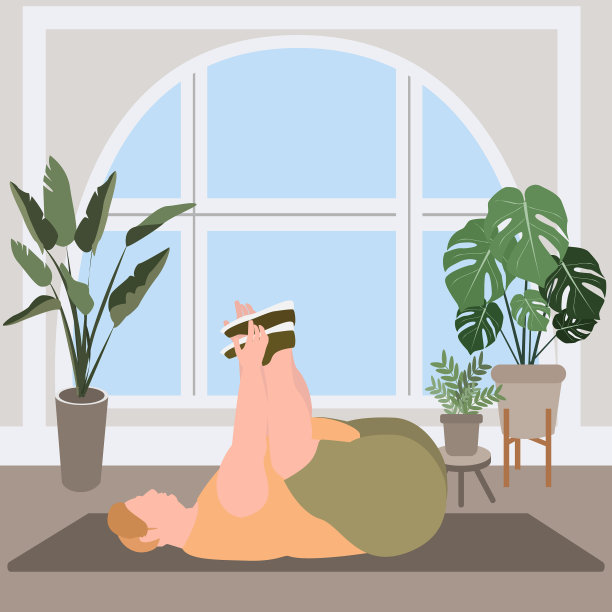 胖子做瑜伽快乐宝宝姿势身体积极图片下载