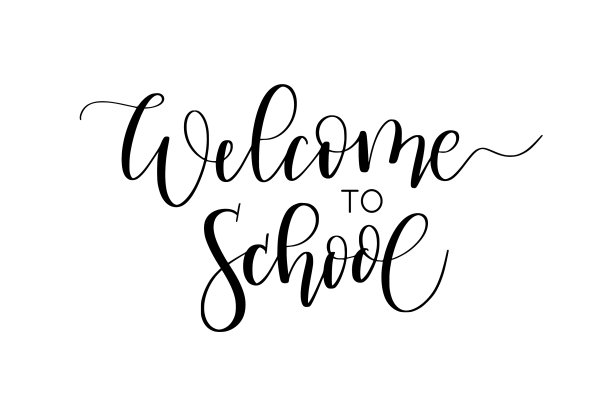 欢迎来到学校可爱的书法卡片和图片下载