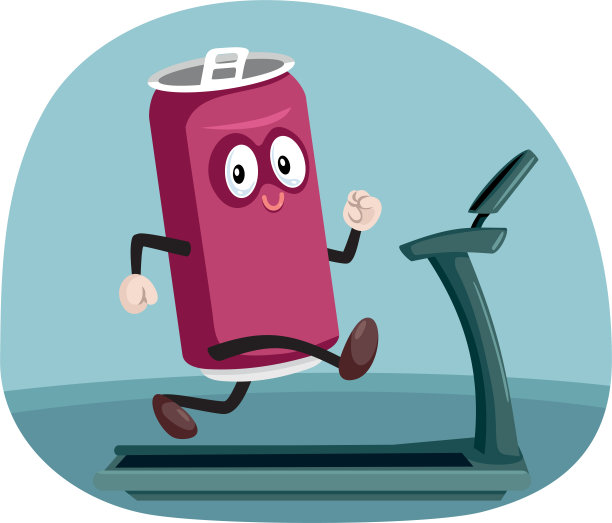 能量饮料饮料矢量字符在跑步机上跑步图片下载