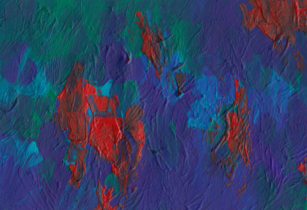 抽象艺术深蓝、红、绿纹理背景。现代的丙烯画。艺术枯燥乏味的背景。当代艺术品。图片下载