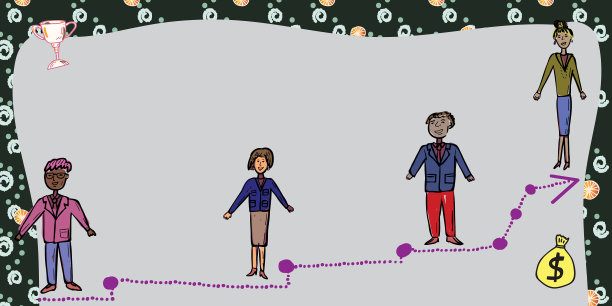商业团队站在通往成功的阶梯上图片下载