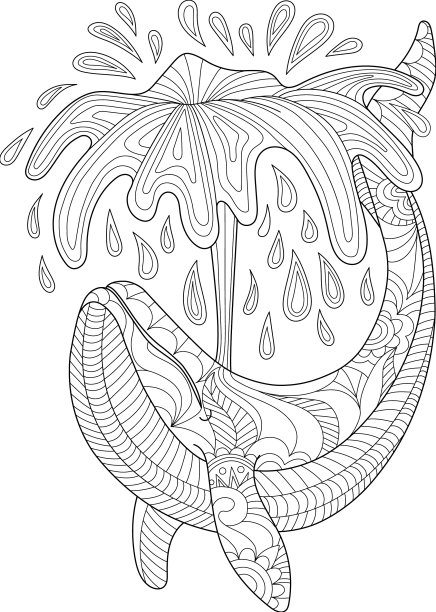 被大海豚涂上颜色的床单跳了出来图片下载