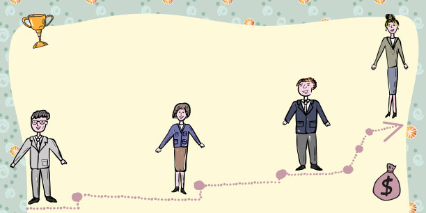 商业团队站在通往成功的阶梯上图片下载