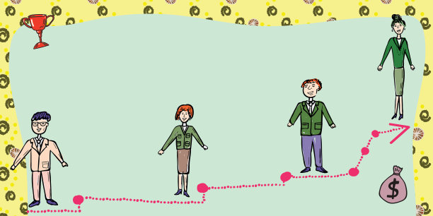 商业团队站在通往成功的阶梯上图片下载