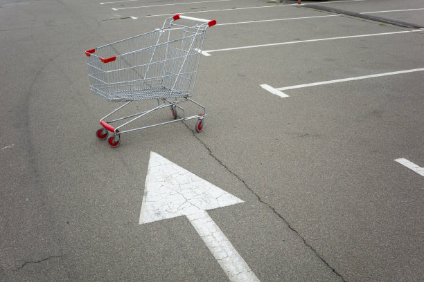 超市停车推车金属购物车图片下载