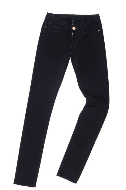黑色牛仔裤孤立在白色背景图片下载