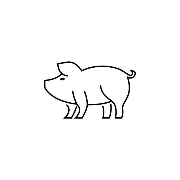 猪线性图标在白色背景图片下载