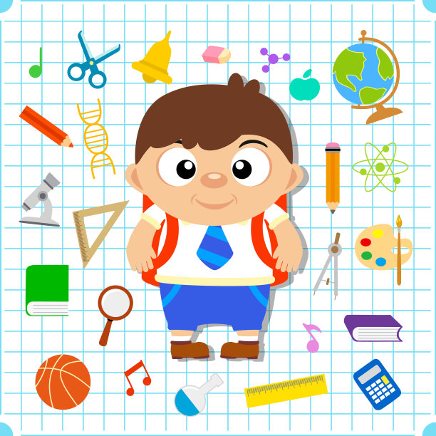 回到学校横幅与男孩方纸页图片下载