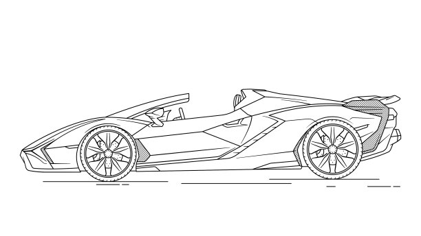 时尚的汽车轮廓蓝图孤立在白色图片下载