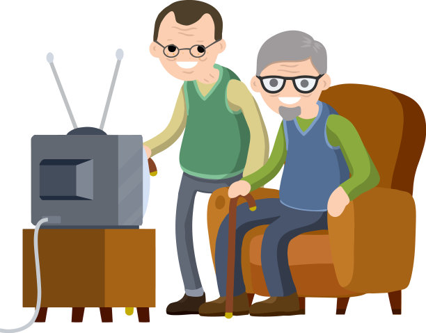 老人坐在沙发上看电视图片下载