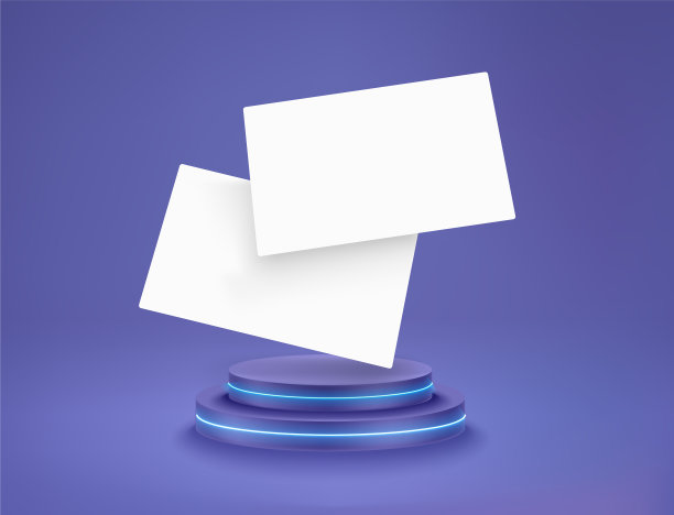 白色名片与霓虹灯平台3d图片下载