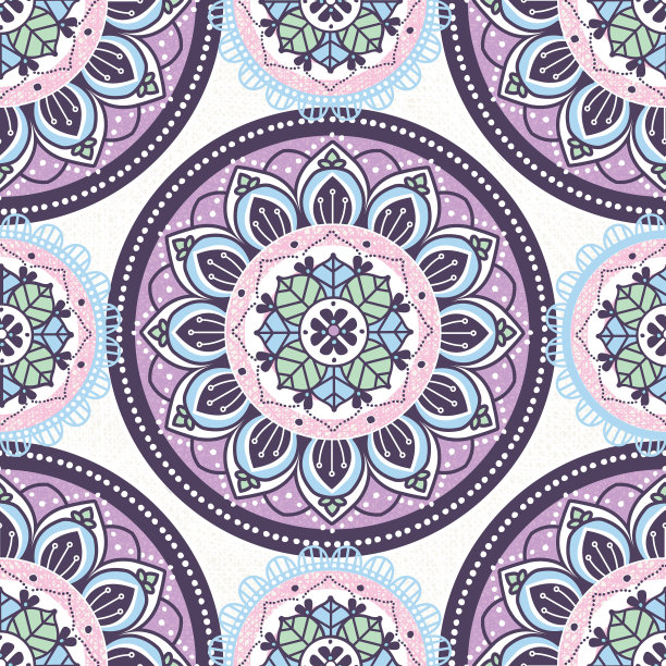 柔和的曼荼罗无缝图案图片下载