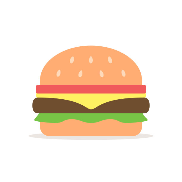 汉堡快餐图标扁平孤立图片下载