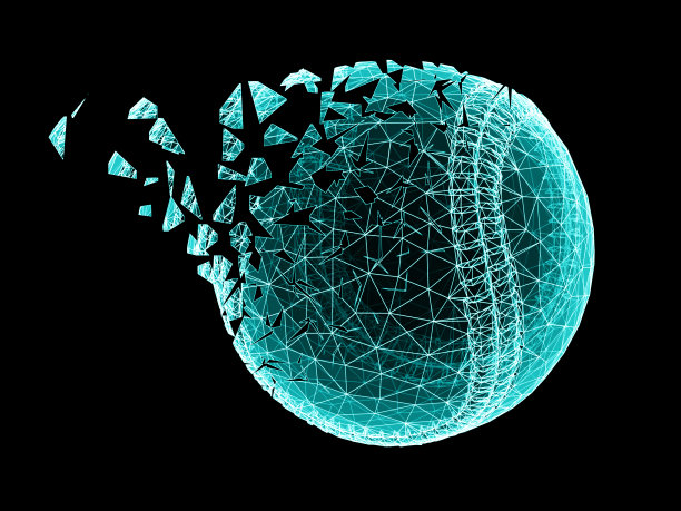 在黑色背景上隔离的棒球的3D网格。图片下载