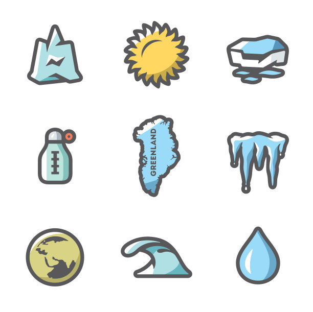 一套全球变暖图标图片下载