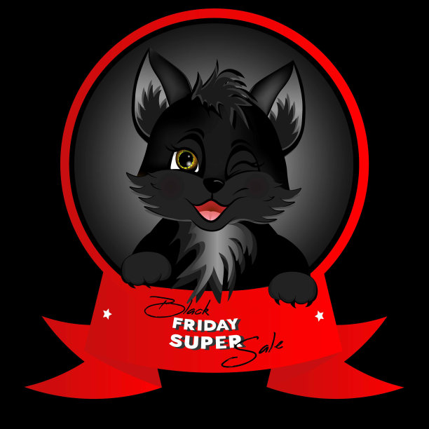 “黑色星期五”。出售横幅,传单。文字和黑猫的黑色背景。矢量插图为您的业务。图片下载