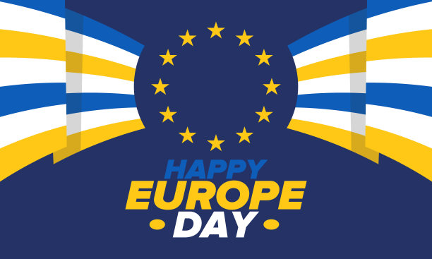 欧洲的一天。每年5月的公共假期。是两个年度纪念日的名称- 5月5日由欧洲理事会和9日由欧盟。海报，卡片，横幅和背景。向量图片下载