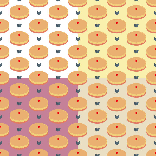 一套无缝图案与饼蛋糕图片下载