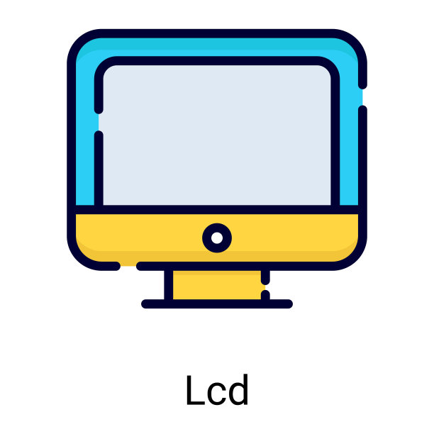 白色背景上的LCD屏幕彩色线条图标图片下载