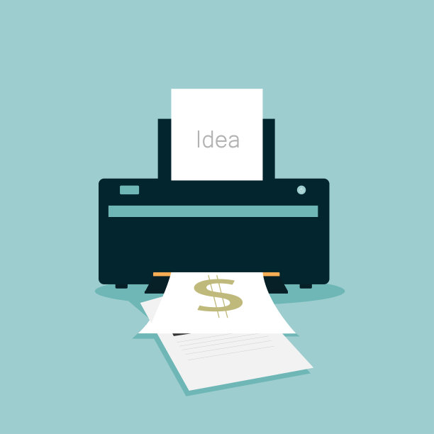 打印机简单的图标设计，平面标志，矢量和插图图片下载