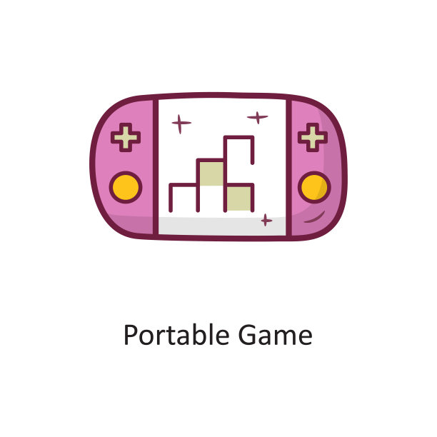 便携式游戏矢量填充轮廓图标设计插图。游戏符号在白色背景EPS 10文件图片下载