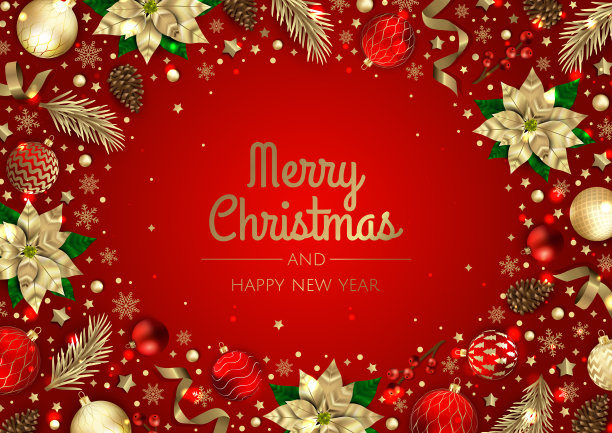 圣诞节和新年的背景。明亮的寒假作文。贺卡，横幅，海报图片下载