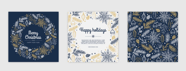 圣诞快乐艺术模板。公司节日贺卡和邀请函。冬季框架和背景设计。图片下载