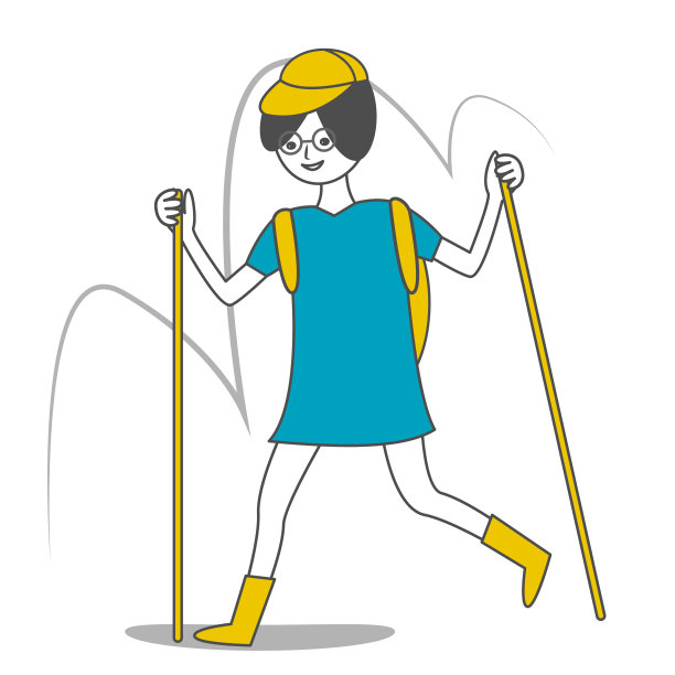 一个可爱的女孩很高兴去露营。一个有趣的冒险和自我发展。手绘涂鸦矢量插图。平面向量。图片下载