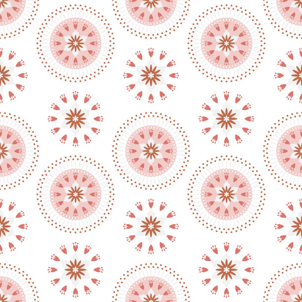 抽象花无缝图案。东方花卉形状在白色背景。图片下载