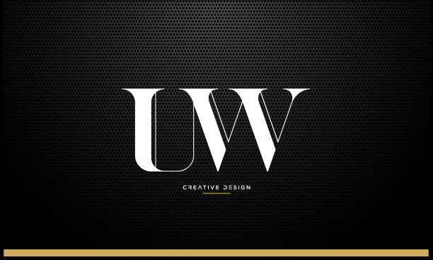 UW, WU Alphabet Letters奢侈品商业标志图标图片下载