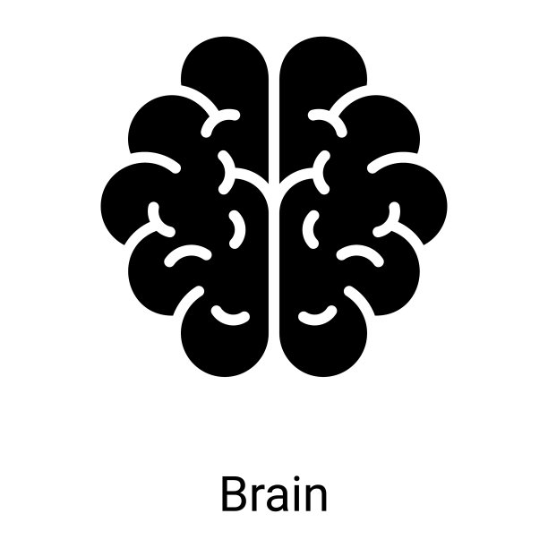 白色背景上的脑部思维标志符号图片下载